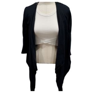 RED Women's Black Waterfall Cardigan with Crochet Details sz Small